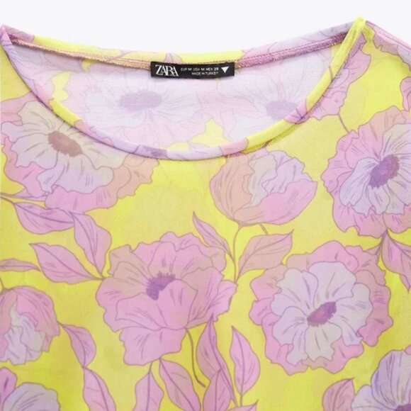 Zara Printed Tulle Shirt S - Picture 3 of 4